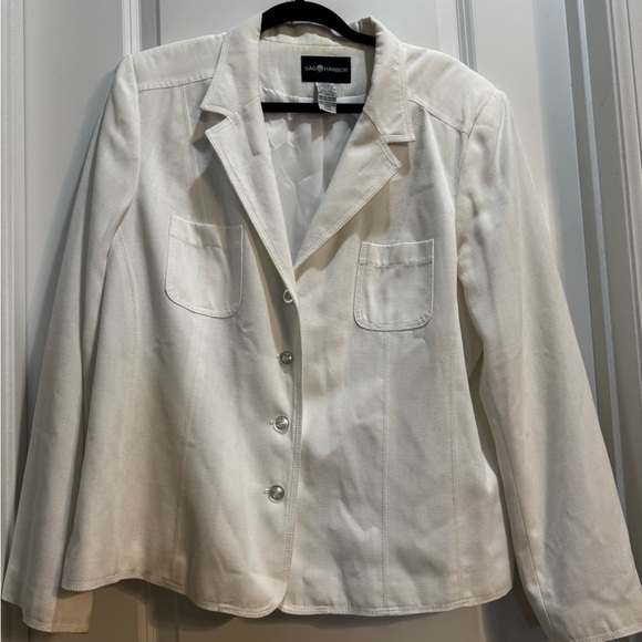 Sag Harbor White Lined Jacket/Blazer Sz18 Armpit To Armpit 24” Length 27”buttons - Picture 3 of 7
